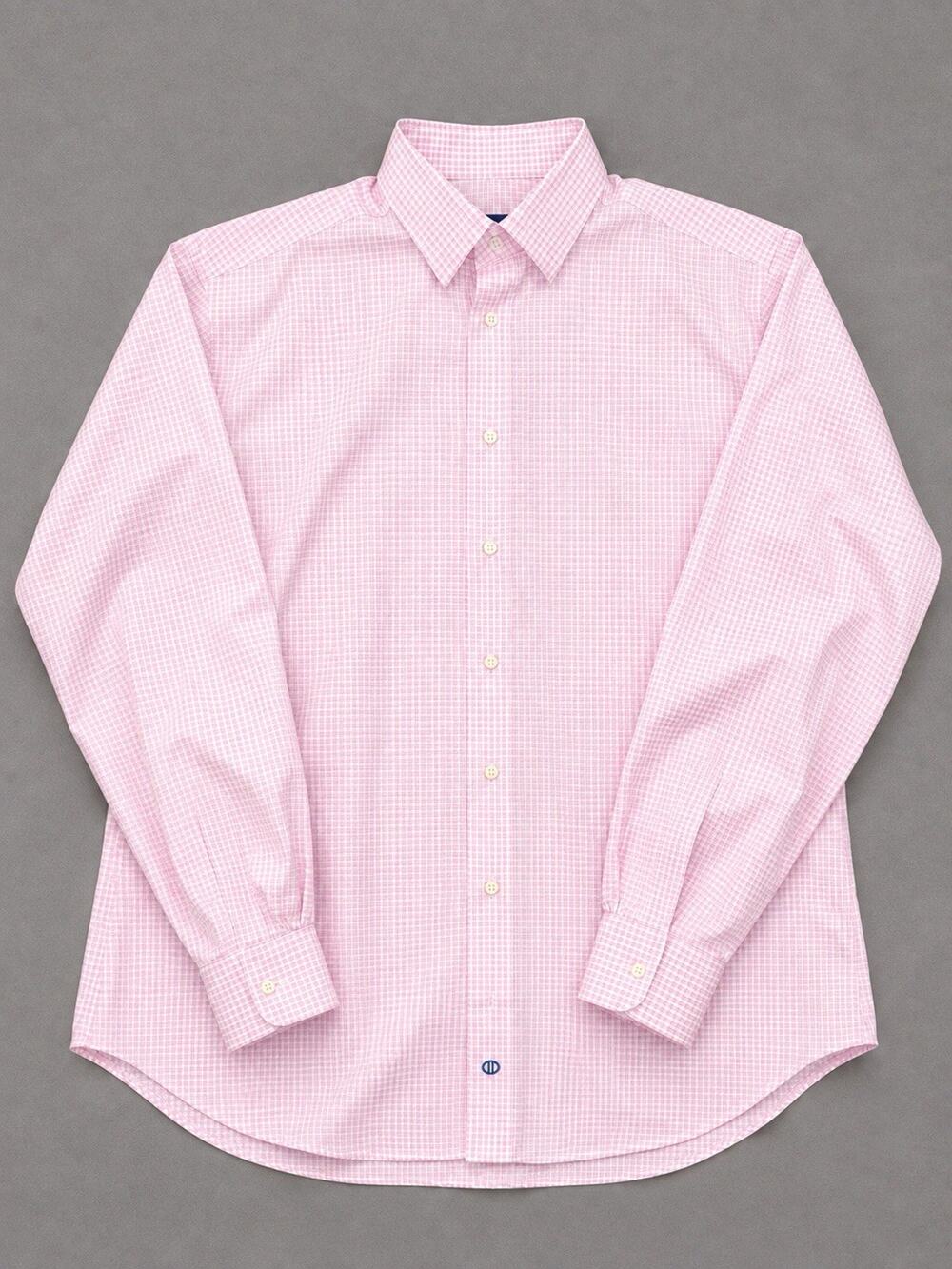 David Donahue Men’s XL Pink Micro Gingham Dress Shirt 17.5 36/37 Long Sleeve